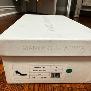 Manolo Blahnik Blue Satin Pumps